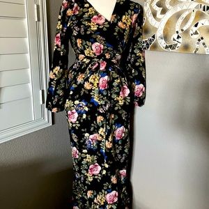 Womens long black floral dress
